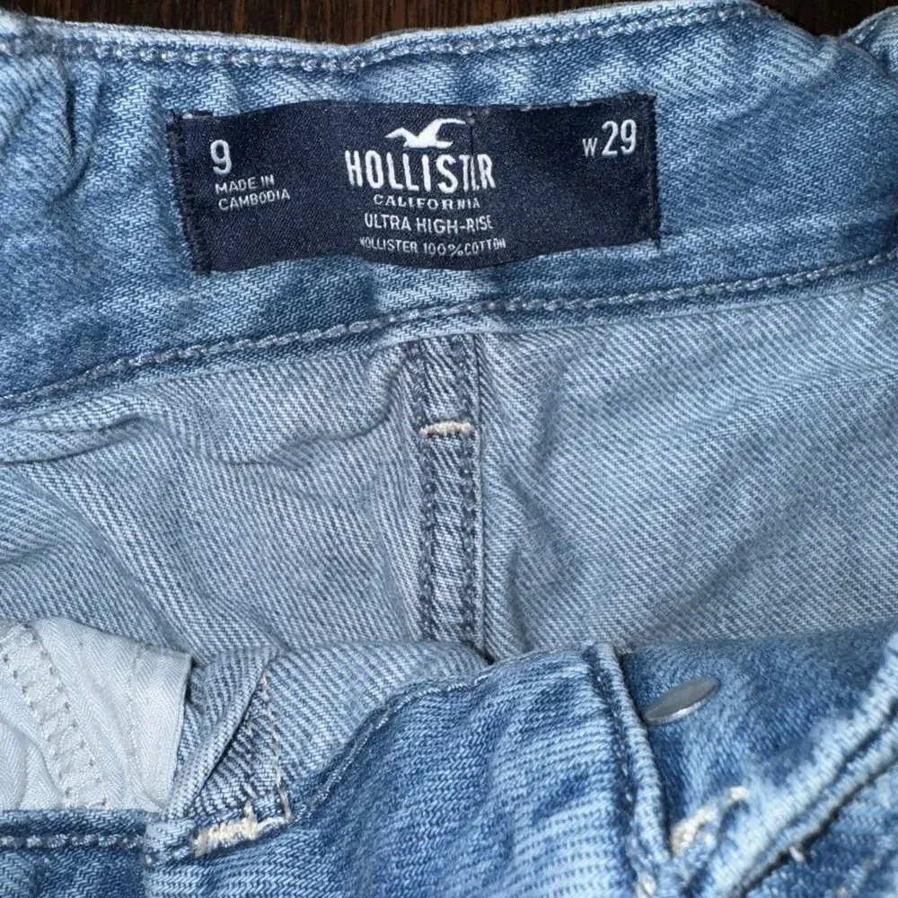 Abercrombie and Fitch/ Hollister Blue Jean Shorts with Paper-Bag Waist